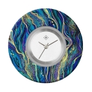 Deja vu Uhr, Schmuckscheiben, Print-Design, blau-t�rkis, L 4148