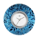 Deja vu Uhr, Schmuckscheiben, Print-Design, blau-t�rkis, L 4152