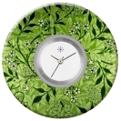 Deja vu Uhr, Schmuckscheiben, Print-Design, gr�n-gelb, L 437-2