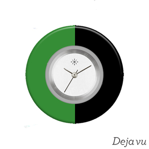 Deja vu watch, jewelry discs, Print-Design, green-yellow, L 474-3