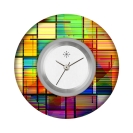 Deja vu Uhr, Schmuckscheiben, Print-Design, bunt, L 482-1