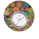 Deja vu Uhr, Schmuckscheiben, Print-Design, bunt, L 5019