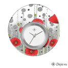 Deja vu Uhr, Schmuckscheiben, Print-Design, schwarz-grau-wei, L 5054