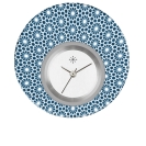 Deja vu Uhr, Schmuckscheiben, Print-Design, blau-trkis, L 5058
