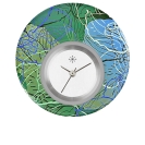 Deja vu Uhr, Schmuckscheiben, Print-Design, gr�n-gelb, L 5069