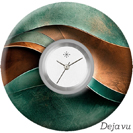 Deja vu Uhr, Schmuckscheiben, Print-Design, gr�n-gelb, L 542