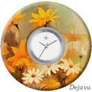 Deja vu Uhr, Schmuckscheiben, Print-Design, gr�n-gelb, L 547