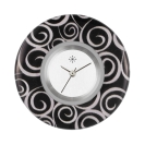 Deja vu Uhr, Schmuckscheiben, Print-Design, schwarz-grau-weiß, L 58-1  Deja vu Uhr, Schmuckscheiben, Print-Design, schwarz-grau-weiß, L 58-1