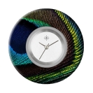 Deja vu Uhr, Schmuckscheiben, Print-Design, blau-trkis, L 59-4