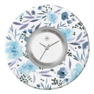 Deja vu Uhr, Schmuckscheiben, Print-Design, blau-trkis, L 7023