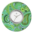 Deja vu Uhr, Schmuckscheiben, Print-Design, gr�n-gelb, L 7024