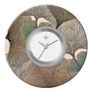 Deja vu Uhr, Schmuckscheiben, Print-Design, braun-gold, L 7025  Deja vu Uhr, Schmuckscheiben, Print-Design, braun-gold, L 7025