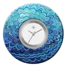 Deja vu Uhr, Schmuckscheiben, Print-Design, blau-t�rkis, L 7067