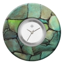 Deja vu Uhr, Schmuckscheiben, Print-Design, blau-trkis, L 7075