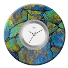 Deja vu Uhr, Schmuckscheiben, Print-Design, blau-t�rkis, L 7087