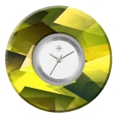Deja vu Uhr, Schmuckscheiben, Print-Design, gr�n-gelb, L 7094