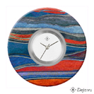 Deja vu Uhr, Schmuckscheiben, Print-Design, blau-t�rkis, L 7102