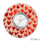 Deja vu Uhr, Schmuckscheiben, Print-Design, rot-orange, L 7103