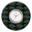 Deja vu Uhr, Schmuckscheiben, Print-Design, blau-trkis, L 7121