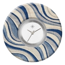 Deja vu Uhr, Schmuckscheiben, Print-Design, blau-t�rkis, L 7122