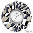 Deja vu watch, jewelry discs, Print-Design, black-grey-white, L 7138