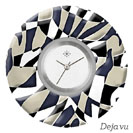 Deja vu Uhr, Schmuckscheiben, Print-Design, schwarz-grau-wei�, L 7138