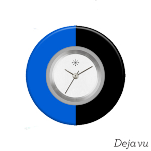Deja vu Uhr, Schmuckscheiben, Print-Design, blau-t�rkis, L 76-2