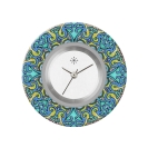 Deja vu Uhr, Schmuckscheiben, Print-Design, blau-t�rkis, L 8015