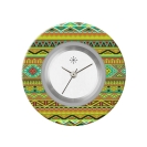 Deja vu Uhr, Schmuckscheiben, Print-Design, gr�n-gelb, L 8037