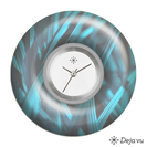 Deja vu Uhr, Schmuckscheiben, Print-Design, blau-t�rkis, L 86-3