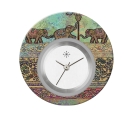 Deja vu Uhr, Schmuckscheiben, Print-Design, blau-t�rkis, L 9025