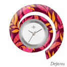 Deja vu Uhr, Schmuckscheiben, Print-Design, rot-orange, LF 2