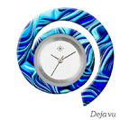 Deja vu Uhr, Schmuckscheiben, Print-Design, blau-trkis, LF 3