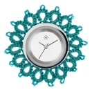 Deja vu Uhr, Schmuckscheiben, Glas, Textil, Perlen, Str 78