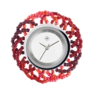 Deja vu Uhr, Schmuckscheiben, Glas, Textil, Perlen, Str 88