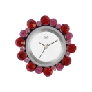 Deja vu Uhr, Schmuckscheiben, Glas, Textil, Perlen, Str 89