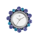 Deja vu Uhr, Schmuckscheiben, Glas, Textil, Perlen, Str 90