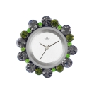 Deja vu watch, jewelry discs, glass, fabric, beads, Str 92