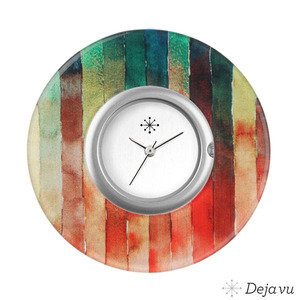 Deja vu Uhr, Schmuckscheiben, Print-Design, bunt, L 4012